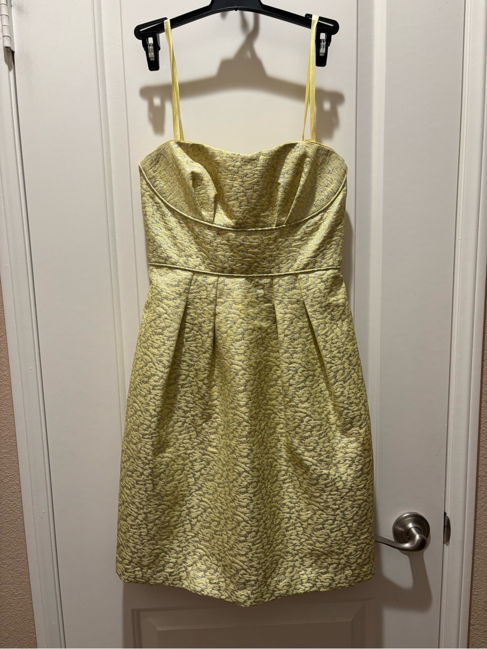 BCBGMaxAzria Yellow Textured Sweetheart Mini Dress